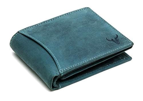 Men's Leather Wallet (Blue), BLUE HU, Travel Accessories