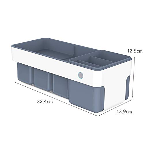 Esterilización inteligente Holder Kit Cepillo de dientes Pasta de dientes de almacenamiento del estante con la máquina de afeitar de la taza de baño Organizador Accesorios (Color : Grayish white)