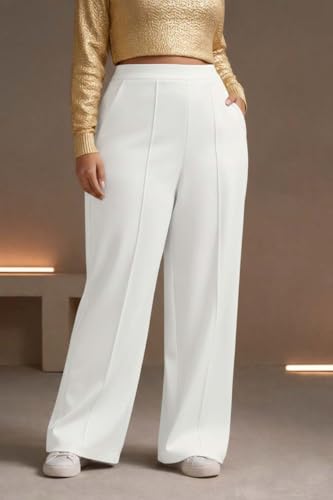 Image of KOTTY Women's Plus Size High Waist Wide Leg Pants for Stylish Comfort and Confident Casual /Stylish Wear
