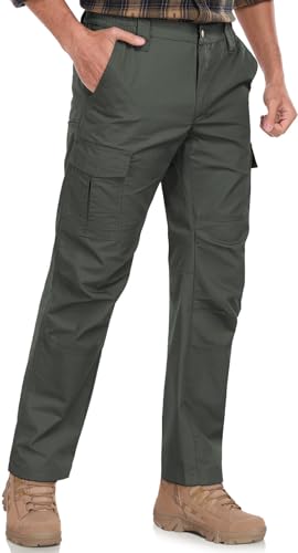Image of Mens Cargo Work Pants Durable Ripstop Tactical Pants with 7 Pockets Outdoor Water Resistant Hiking Woking Construction Pants
