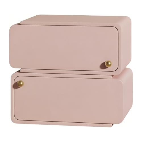YHxFlux Dormitorio Mesa de Noche Mesita de Noche en Forma Cubo con Dos cajones y perillas esféricas for Almacenamiento el Dormitorio(Pink,Grande)