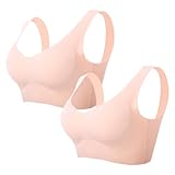Necalisi sportbekleidung Hellgelb (2pcs) Damen Sport BH Ohne Bügel Push Up Bustier Büstenhalter Starker Impact BH für Fitness Joggen Training BH Grosse grössen 115C