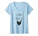 Photo Gallery donna gimmie dem eggs - funny backyard chicken farmer - carino maglietta con collo a v Photo Gallery donna gimmie dem eggs - funny backyard chicken farmer - carino maglietta con collo a v