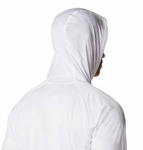 Columbia Men's Fork Stream Hoodie, Moisture Wicking, Sun Protection, White/Collegiate Navy Logo, Xx-Large #TOP4