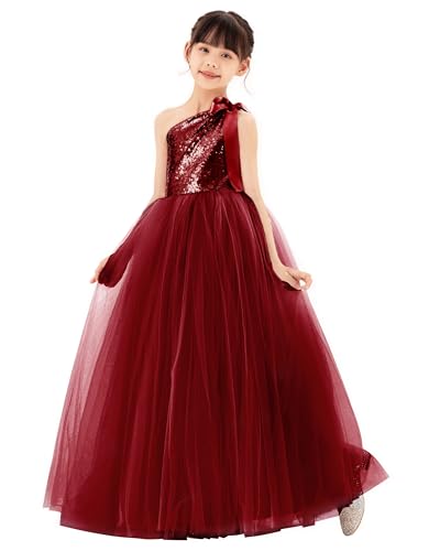 ekidsbridal Sparkle Sequin One Shoulder Flower Girl Dress for Beauty Pageant Toddler Seq2