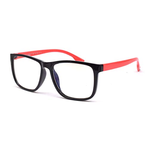 JUSLINK Blue Light Glasses for Kids Girls and Boys Age 3-13 (Black-red)