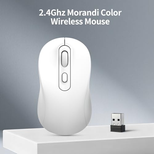 Image of Wireless Mouse, 2026 New Model, Silent Click Ergonomic Design, Portable, 4 Buttons, Adjustable DPI (800 /1200 /1600), for Laptop /PC /Office (White)
