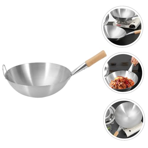 Wok de Acero Inoxidable con Mango de Madera miniatura 2