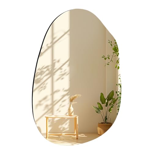 Irregular Frameless Bathroom Mirror,24 x 36 Inch Asymmetrical Wall Mirror