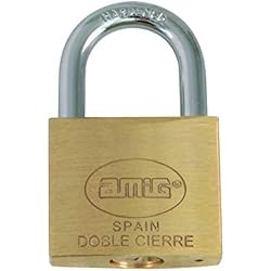 Candado Doble Paleta Amig - Candado de seguridad | Incluye 2 llaves | Latón y arco de Acero | Para taquillas de gimnasio, puertas, armarios, maletas, mochilas | Doble cierre | Ancho: 60 mm