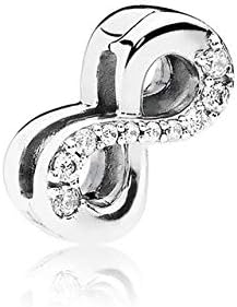 Calvas 100% 925 Sterling Silver Brand New Original 1:1 797580CZ REFLEXIONS Sparkling Infinity Clip Charm Jewelry Brand - (Color: White)