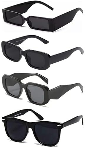 Image of IFLASH Rectangular Sunglasses Retro Fashion Shades for Men & Women (Pack of 4)