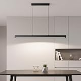 JAYMP Minimalist Linear Pendant Light Dimmable LED Modern Chandelier Dining Room Island Light Restaurant Cafe Bar Office Hanging Lamp (Black, 45 Inch)