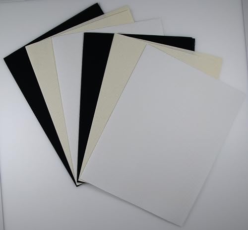 Image of KCS 6 pc of 12 inch x 18 inch(30cmx45cm) 14CT Counted Cotton Aida Cloth Cross Stitch Fabric (White+Cream+Black)
