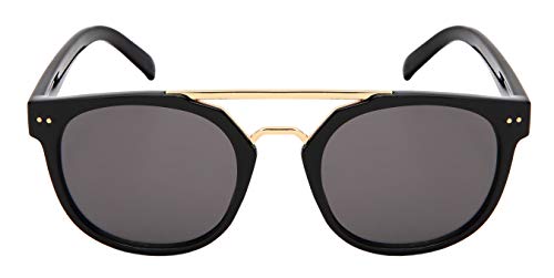 Edge I-Wear Vintage Round Horn Rim Sunglass Women Oval Sunglasses for Men 53110-FLSD-1(BLK.sd)2