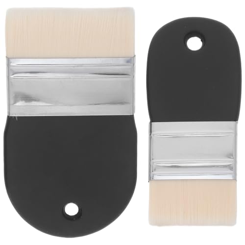 DOITOOL Juego de Pinceles Planos de Nylon con Mango Corto de Madera, 2 Piezas (1 Grande 1 Mediano), Pinceles para Pintura Acrílica y Acuarela, Adecuado para Manualidades y Dibujo
