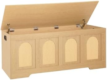 DINZI LVJ Storage Chest, 47.2" Rattan-Like Toy Box with 2 Safety ...