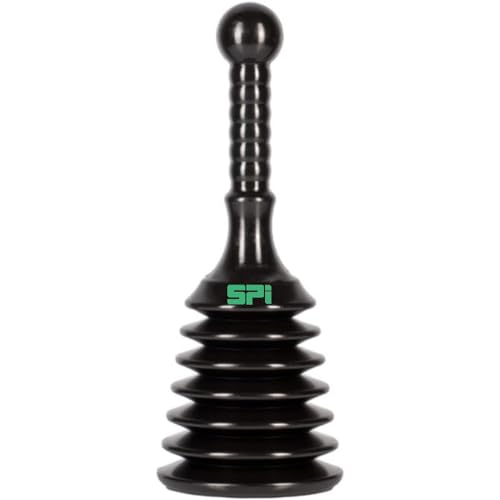 SPi Sink and Drain Plunger for Bathrooms, Kitchens, Sinks, Baths and Showers. Small and Powerful, Commercial Style 'Plumbers Plunger' with Large Bellows