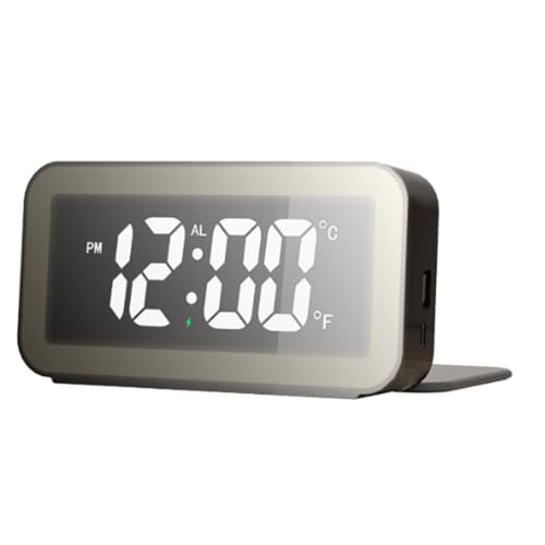 Aliaga Reloj despertador digital, reloj despertador con carga inalámbrica, luz nocturna, pantalla grande, relojes despertadores plegables para dormitorios A
