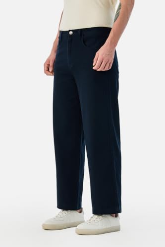 Image of SNITCH Men Casual Wear Trousers| Regular Fit Mid Rise Solid Wide-Leg Pants | 100% Linen Breathable & Lightweight Fabric for Summer, Office & Outings