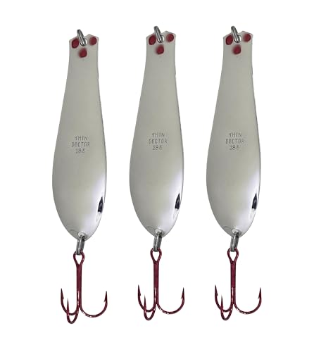 Doctor Spoons Trolling Series - Walleye, Trout, Salmon, Pike, Bass, & More - Saltwater & Freshwater - Jigging Fishing - Premium Eagle Claw Hooks - Comes in 3 Sizes & Weights - Yellow Bird 3 Pack
