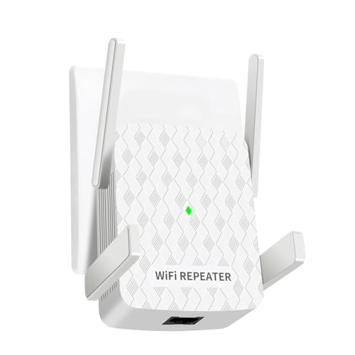 Geuxe 300M WiFi Repeater Booster Range Extender for Home & Office,Internet Extender Signal Booster with 4 Antennas US Plug, white, 500720277A1