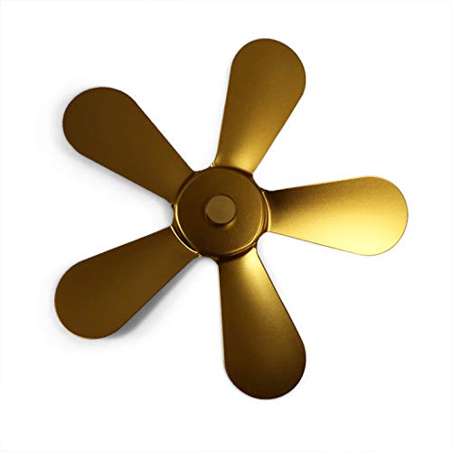 Quemador de calor apto para leña, chimenea alimentada por ventilador para estufa de leña, 5 ventiladores de madera, cocina, comedor y bar, cepillos para limpiar (dorado, talla única)