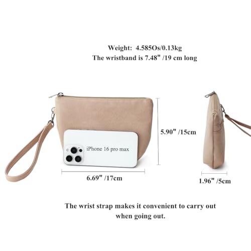Image of Small Wristlet Wallets for Women, Zip Clutch Bag with Wristlet Pouch, 3-Zipper Original Design