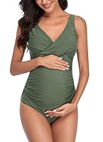 SUMMERSUNSHINE Umstands-Badeanzug, Einteiler, Bademode, vorne gekreuzt, Schwangerschaft, Badeanzug, Umstands-Bikini, Grün (Army Green), XL
