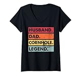 donna marito papà cornhole leggenda campione divertente cornhole regalo uomini maglietta con collo a v