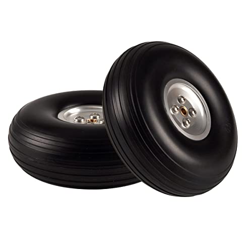 Rubber Wheel Tire Aluminum Hub for RC Airplane Model 2.75/3 /4/4.5/5 inch 1 Pair (4 inch)