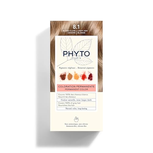 Phyto Paris – Coloración Permanente para el Cabello 8.1 Rubio Claro Ceniza – Color Rubio Claro Ceniza Natural, Radiante y Luminoso – Tinte Sin Amoniaco Enriquecida con Pigmentos Botánicos – Uso Ùnico
