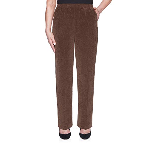 Alfred Dunner Womens Classic Signature Fit Corduroy Pant with All-Around Elastic Waistband Brown