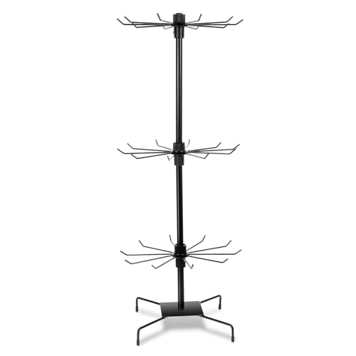 Lemecima 1Pc Rotating Display Stand Jewelry Display Rack with Hooks Metal Earrings Display Stands for Selling Necklace (Black, 3 Tires)