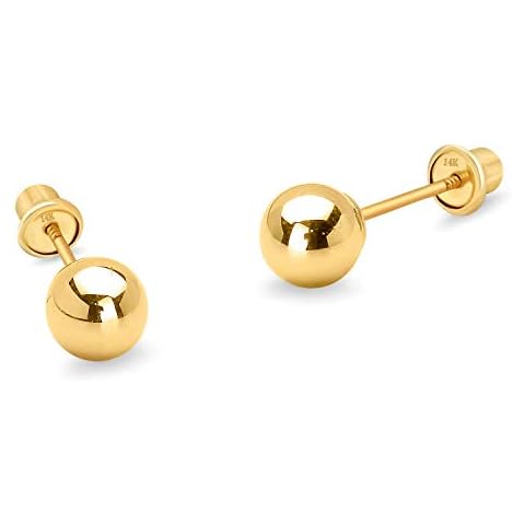 14k Yellow Gold Ball Earrings for Baby Girls Cover
