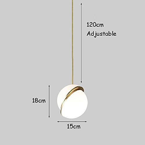 Chandelier globe à tête unique avec suspension ajustable en verre opale