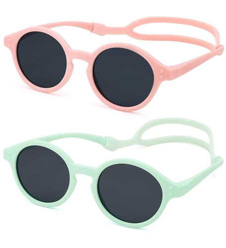 Image of NULOOQ Polarized Baby Sunglasses with Silicone Strap - Bendable TPEE Flexible Infant Sunglasses 0-24 Months