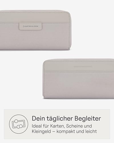 Kapten & Son Geldbörse Damen | Bergen Pro Wallet Large Greige | Damen Portemonnaie Groß Grau | Geldbeutel mit 14 Kartenfächern & Kleingeldfach | 10x 20x3 cm – Bild 3
