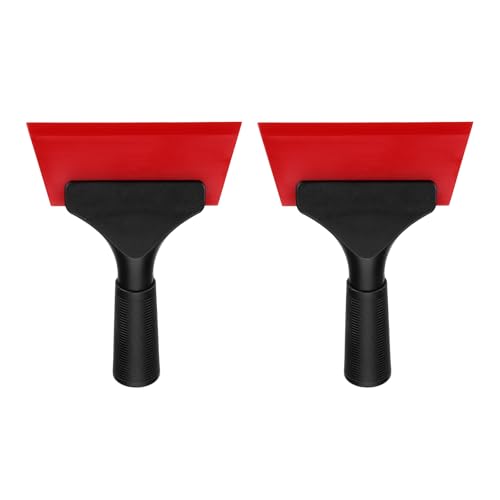 Image of uxcell 2Pcs 5 Inch Shower Squeegee for Glass Doors, All-Purpose Bath Squeegee with Handle for Bathroom Window Mirror Car Glass, Red