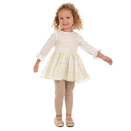 Pastourelle by Pippa & Julie Baby Girls Clothing Set with Specialty Tunic and Leggings, Ivory/Gold, 18M