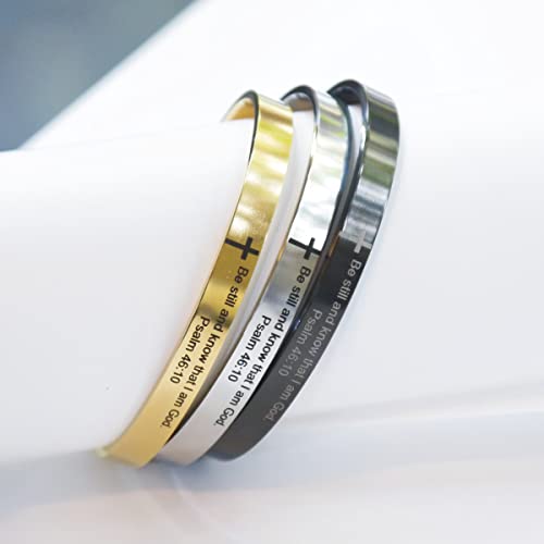 Renyilin 3Pcs Religious Prayer Bracelet Cross Engraved With Bible Verse Be Still And Know That I Am God. Psalm 46:10" Inspired By Baptism Faith Cuff Jewelry #TOP5