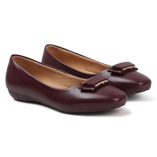 Image of Sukun FBY 091 Women's Bellies Flats Lightweight, Comfortable Slip-On Square Toe Shoes for Office, Casual | Stylish, Durable & Comfy