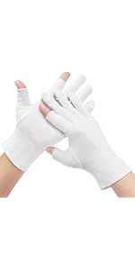 4 Pairs Cotton Moisturizing Gloves Touchscreen, 100% White Cotton Gloves for Dry Hands, Eczema, S...