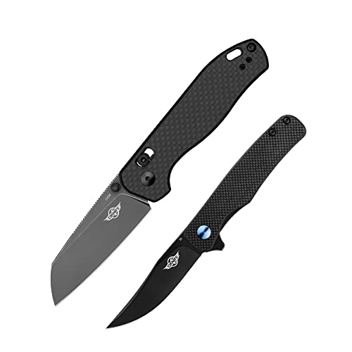 Oknife Rubato 2 Carbon Fiber Overlay Pocket Knife Bundle With Mini Chital Folding Pocket Knife (2.75 Inch) Liner Lock Edc Tactical Knife #TOP11