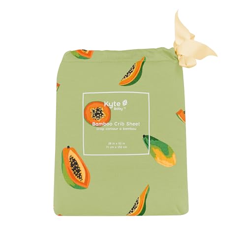 Image of Kyte Baby Soft Crib Sheet - Standard Fitted Crib Sheet Made with Rayon from Bamboo, Ultra-Gentle and Breathable (Papaya)
