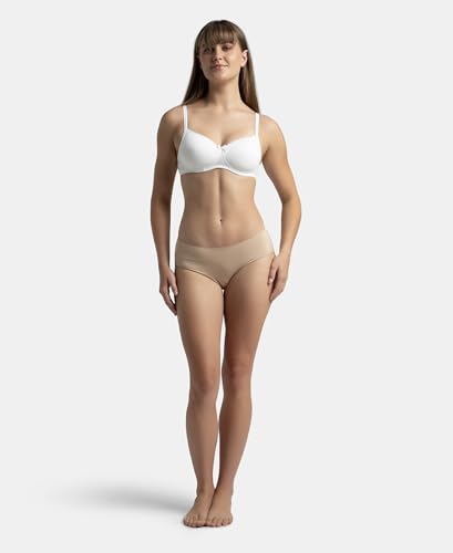 Jockey FE23 Women's Wirefree Padded Super Combed Cotton Elastane Stretch Medium Coverage Multiway Styling T-Shirt Bra with Detachable Straps