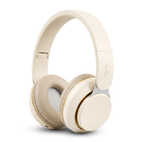 Image of PunnkFunnk FusionBeat Wireless Bluetooth Headphones with BT 5.3, Noise Cancelling, Hi-Res Audio, 40mm Drivers, Deep Bass, Memory Foam Ear Cushions, Over-Ear Headset, Teens & Adults (Beige)