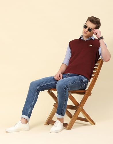 Image of Monte Carlo Men Regular Fit Sleeveless Solid V Neck Winter Sweater (Pack of 1)