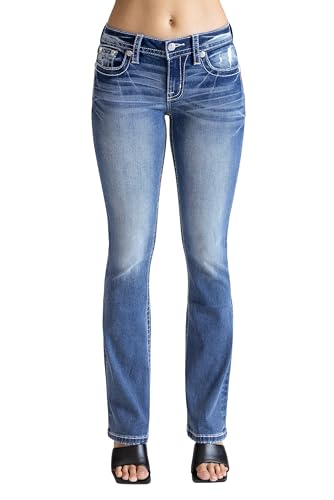 Miss Me Women's Fleur de Lis Mid-Rise Bootcut Jeans2