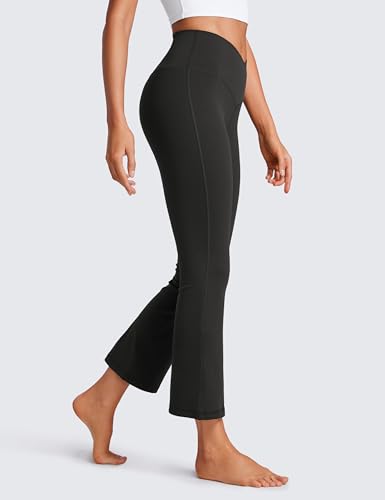 CRZ YOGA Womens Butterluxe Crossover Flare Capris Leggings 25.6" - High Waist V Cross Bootcut Lounge Casual Yoga Pants3